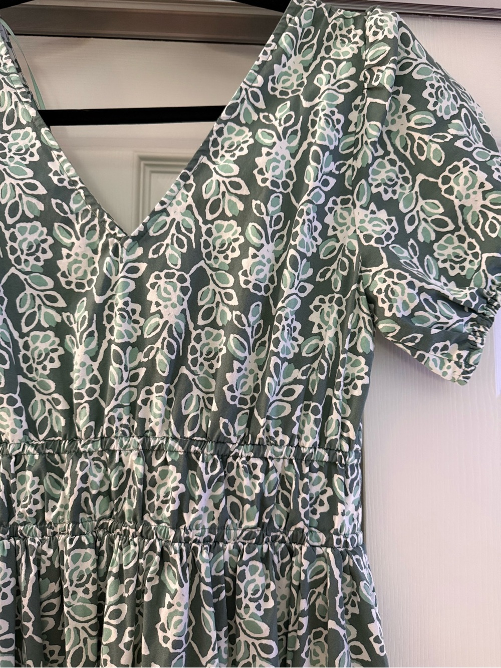 J. Crew Green and White Floral Dress